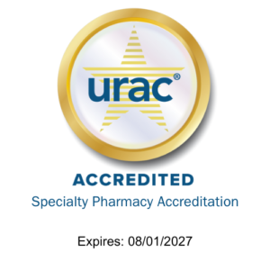 URAC Accredited Specialty Pharmacy seal, expires August 1, 2027